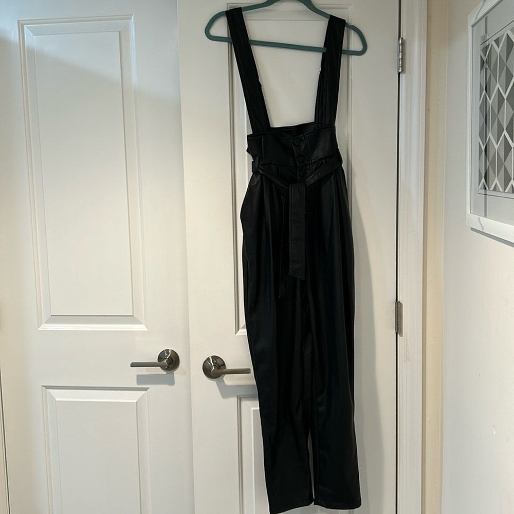 Bershka faux leather overalls jumpsuit